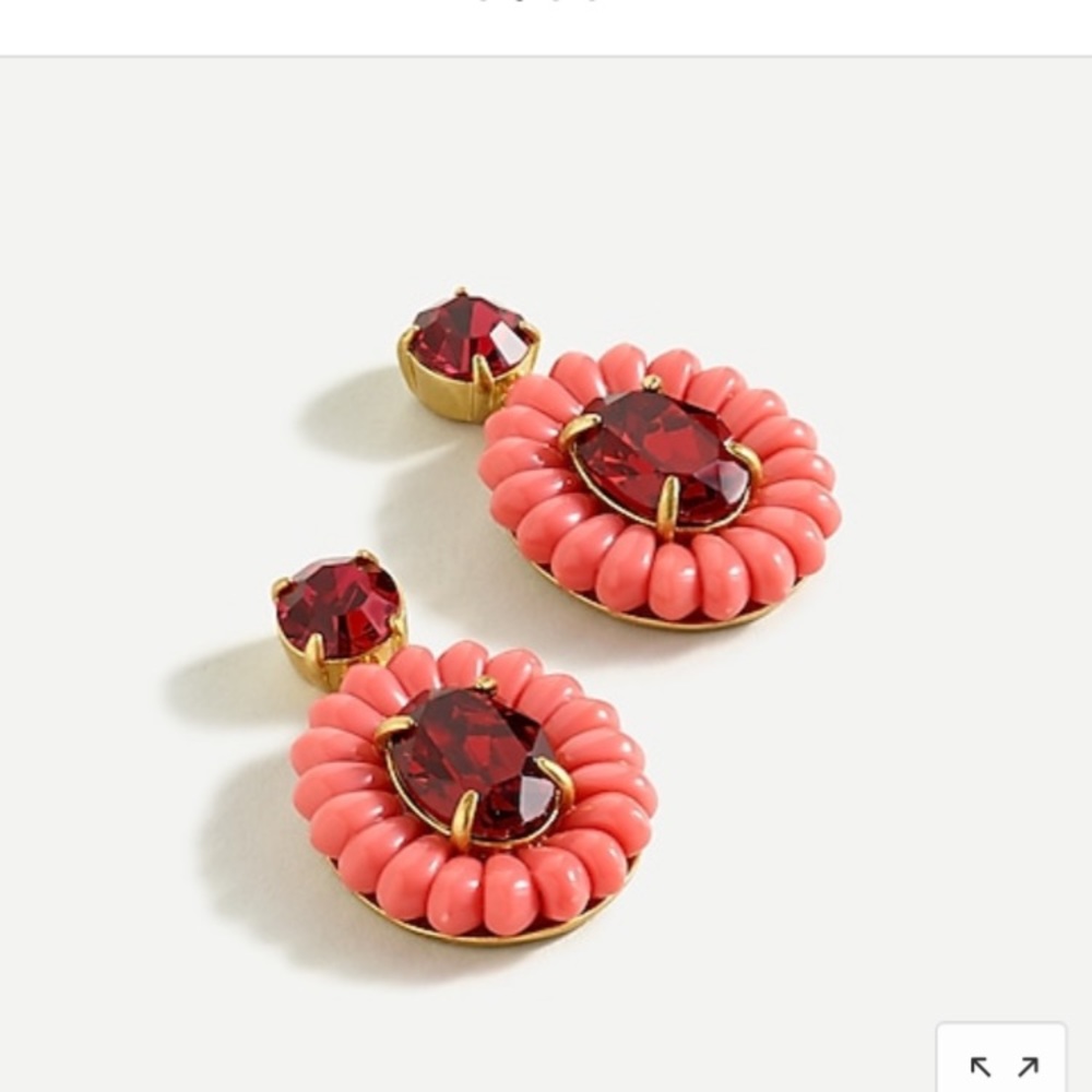 J. Crew Pink and Garnet Gold-Tone Beaded Drop Earrings